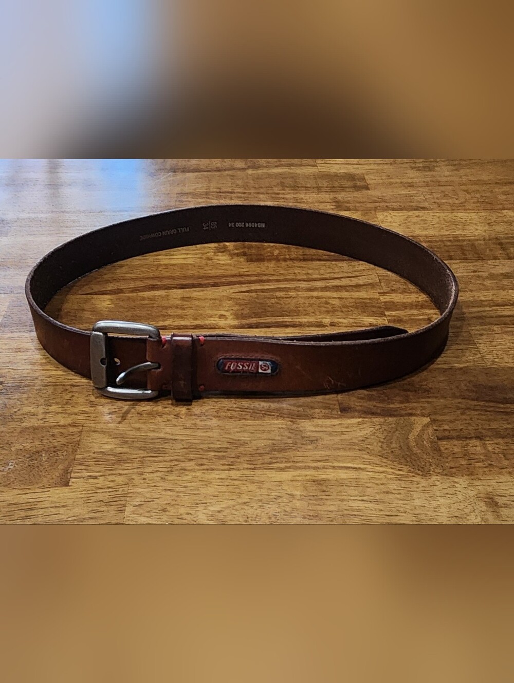 Fossil Brown Leather Men's Belt with Silver Buckle